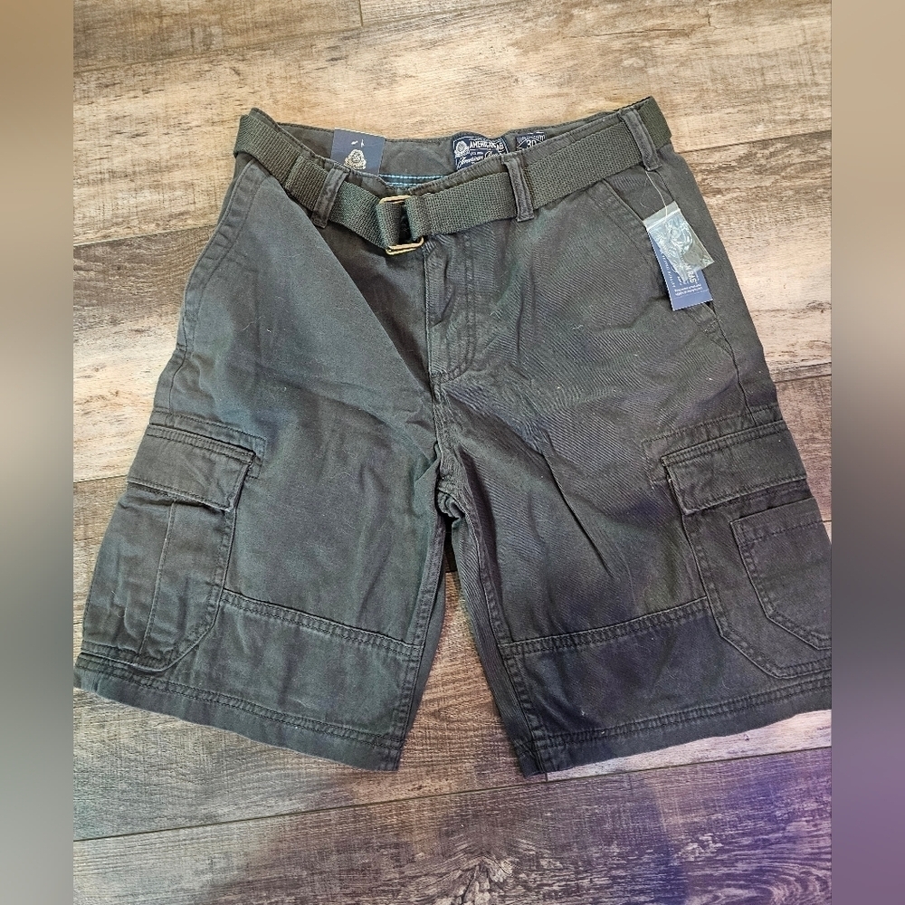 NWT! American Rag Mens Cargo Shorts Size 30 Back Pockets Utility Pockets Grey